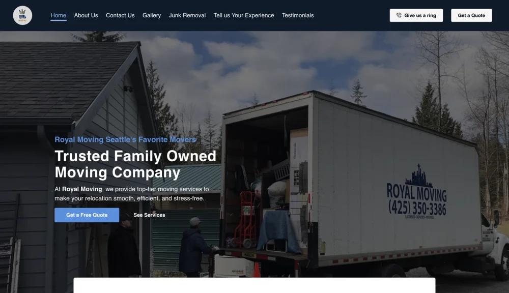 Royal Moving website